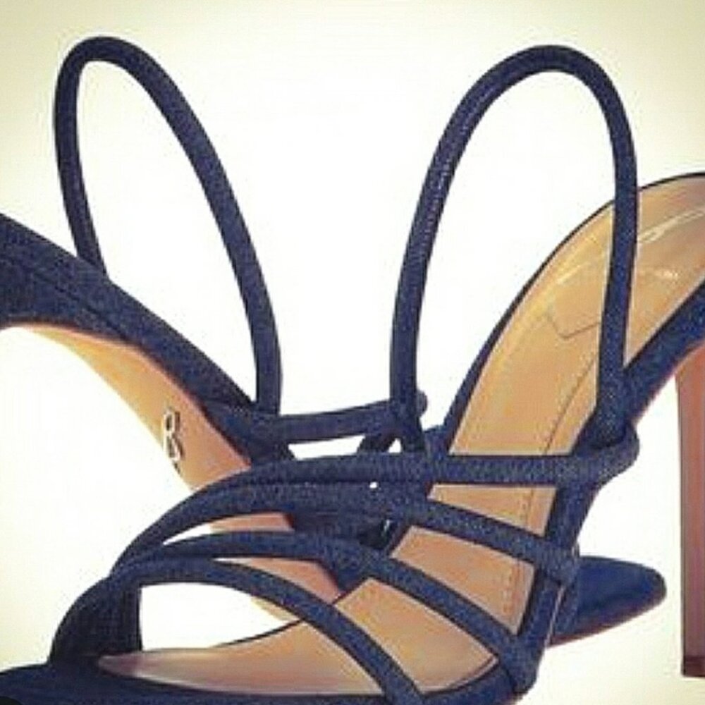 BRIAN ATWOOD B Authentic, Denim Strappy Heels, 7